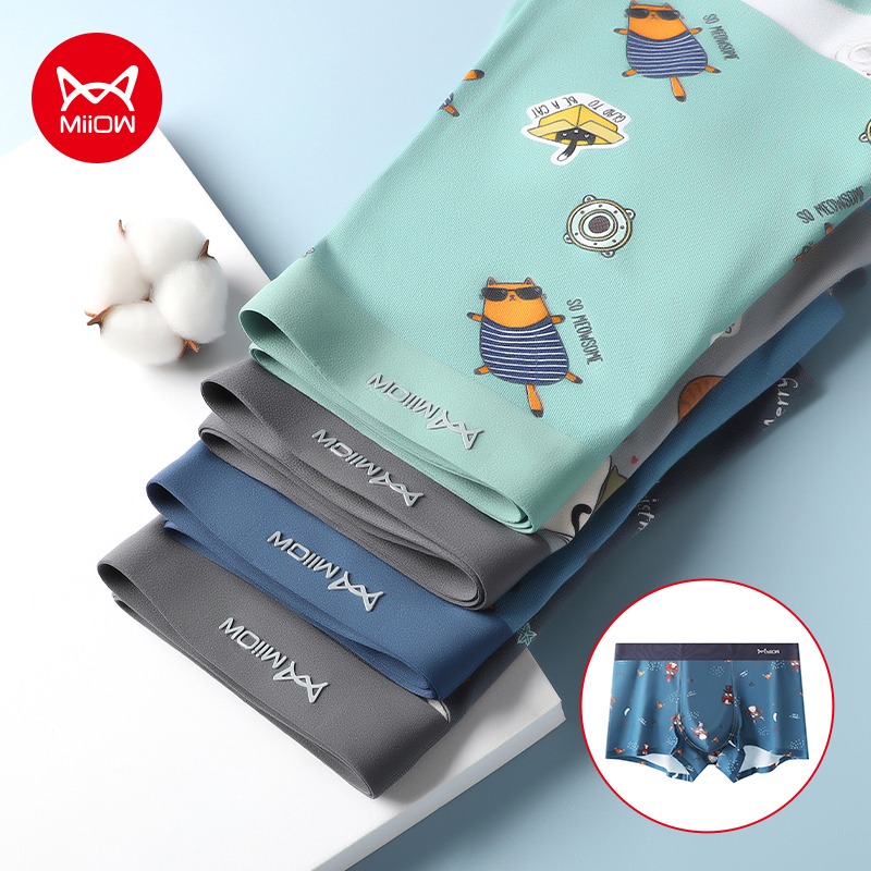 Boxer Shorts Modal - MiiOW 4Pcs Animal Print Boxershorts Cotton