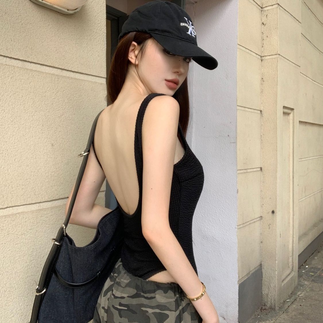 Black Strappy Bodysuit Sexy Ba - Tank Top Ribbed recensione e prezzo