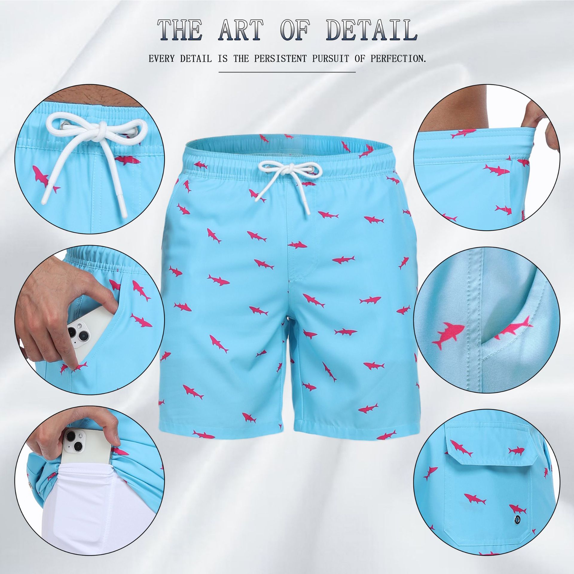 Mens Shark Pattern 2 in 1 Boar - Long Leg Trunk Men recensione e prezzo