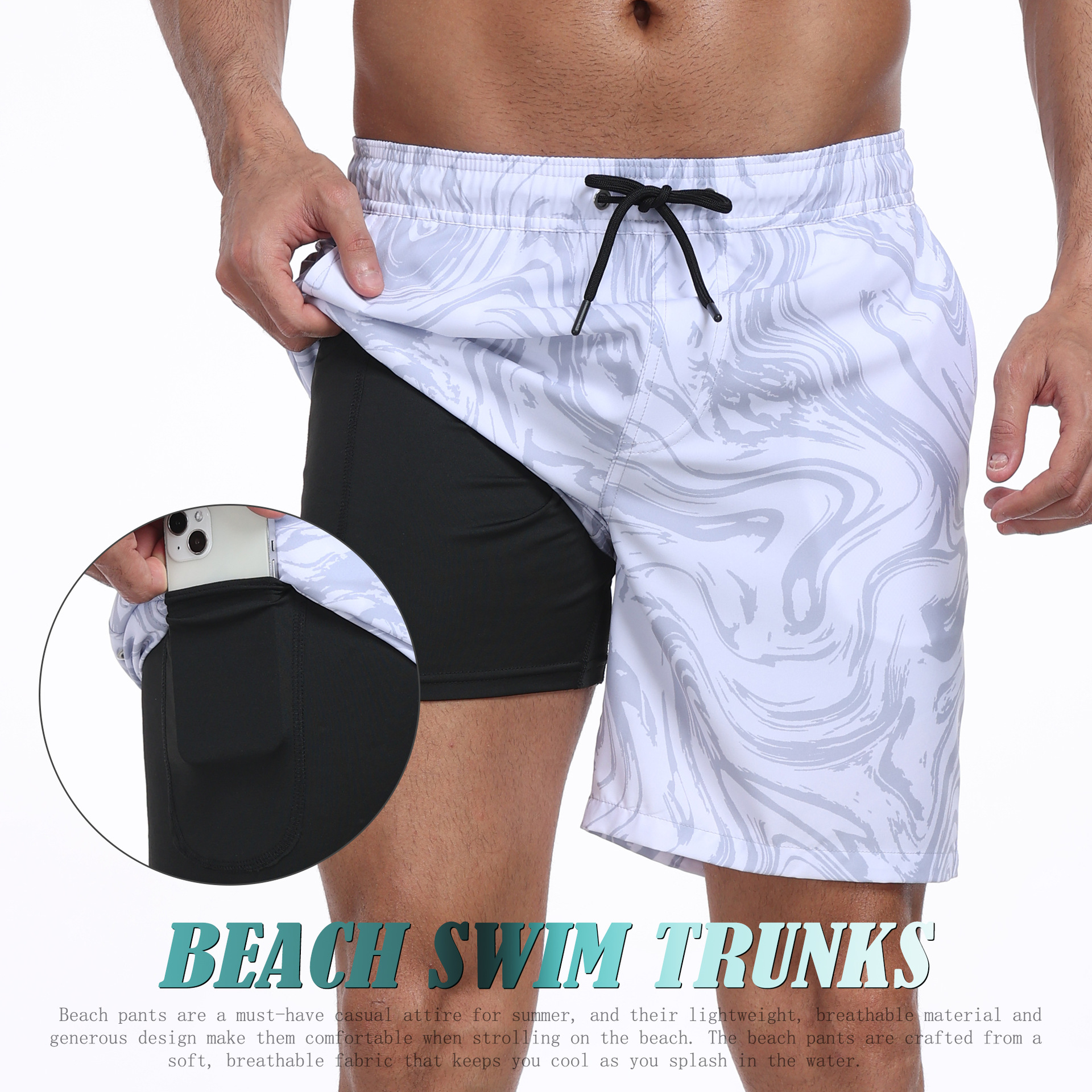 Mens Shark Pattern 2 in 1 Boar - Long Leg Trunk Men recensione e prezzo