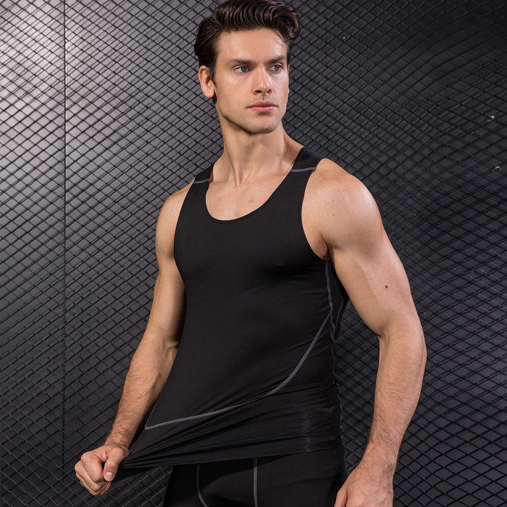 Men Black Sport Skinny Vest Ti - T Shirt Tight Fit recensione e prezzo