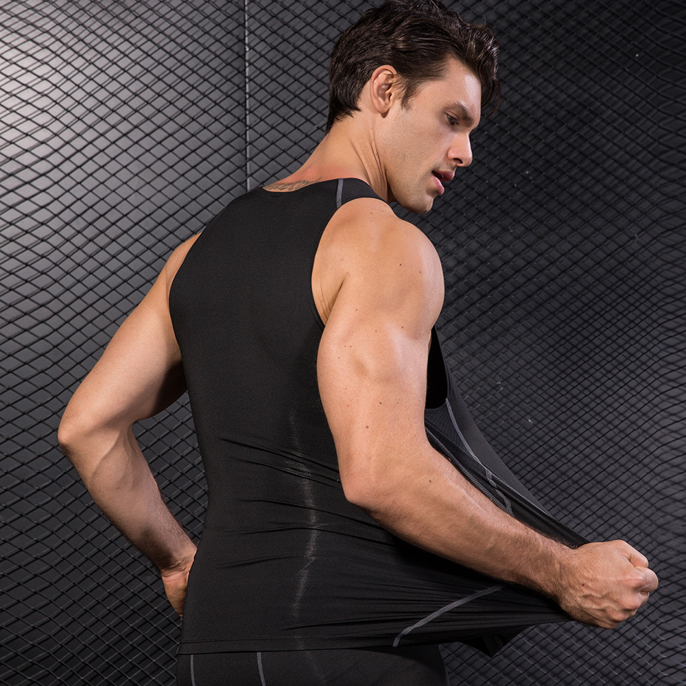 Men Black Sport Skinny Vest Ti - T Shirt Tight Fit recensione e prezzo