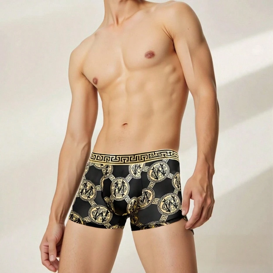10pcs Mens Black Gold Pattern  - Boxer Shorts Modal recensione e prezzo