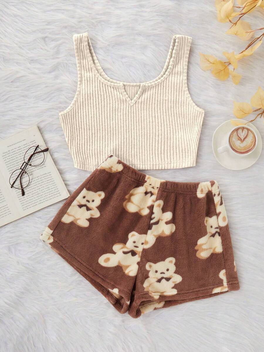 Brown Ribbed Brushed Tank Top  - Tank Top Ribbed recensione e prezzo